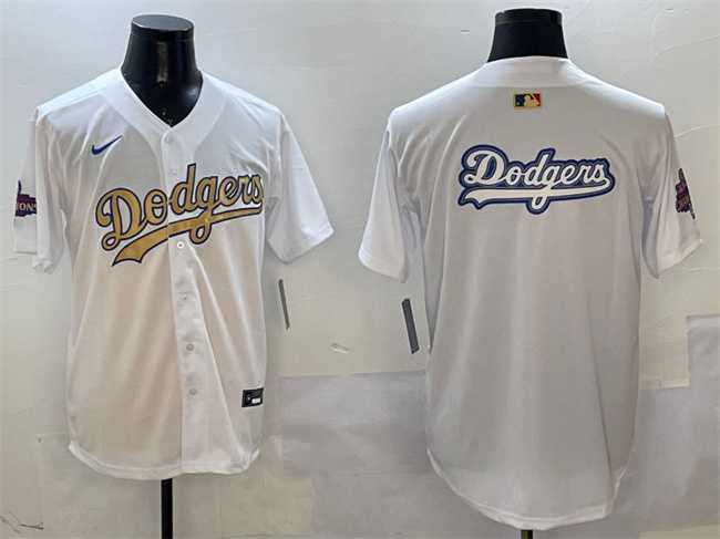 Men%27s Los Angeles Dodgers Team Big Logo White 2025 Gold Collection Limited Stitched Jersey